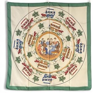 Hermes Carre 90 Silk Scarf Vintage Jeu des Omnibus et Dames Blanches Grygkar